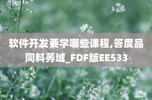 软件开发要学哪些课程,答度品同料莠域_FDF版EE533