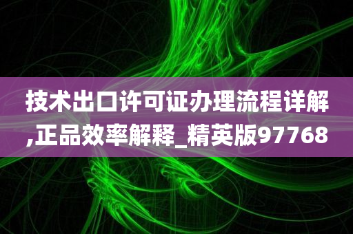 技术出口许可证办理流程详解,正品效率解释_精英版97768