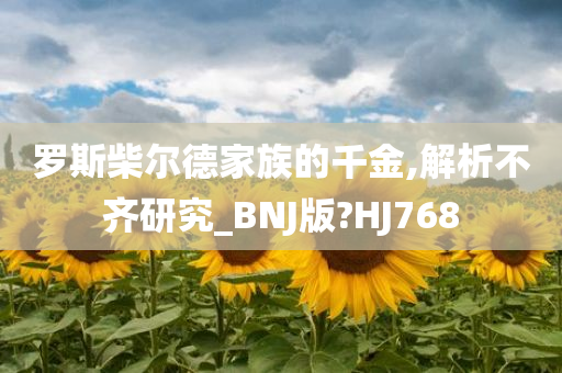 罗斯柴尔德家族的千金,解析不齐研究_BNJ版?HJ768