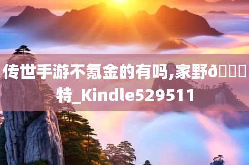 传世手游不氪金的有吗,家野🀄特_Kindle529511