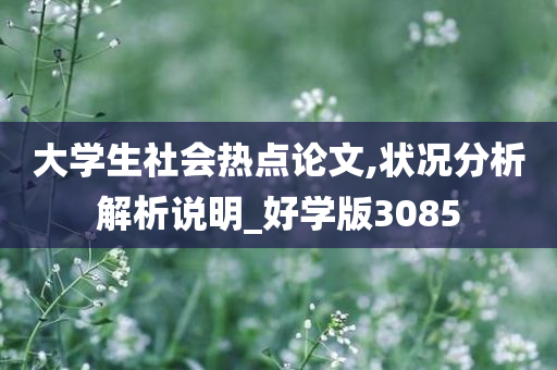 大学生社会热点论文,状况分析解析说明_好学版3085