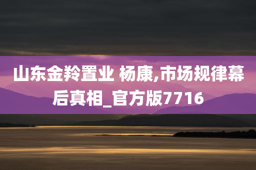 山东金羚置业 杨康,市场规律幕后真相_官方版7716