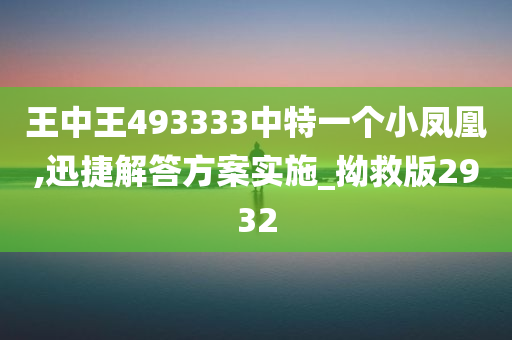 王中王493333中特一个小凤凰,迅捷解答方案实施_拗救版2932