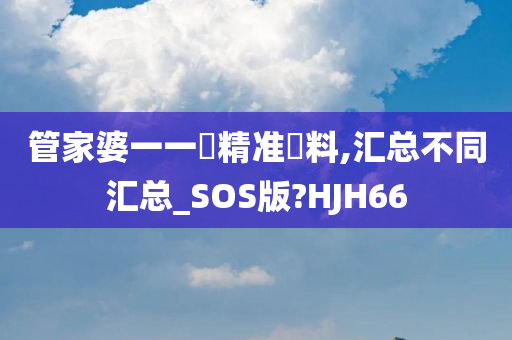 管家婆一一碼精准資料,汇总不同汇总_SOS版?HJH66