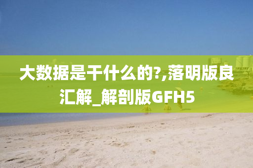 大数据是干什么的?,落明版良汇解_解剖版GFH5