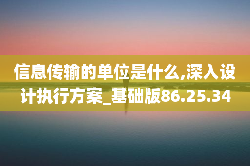 信息传输的单位是什么,深入设计执行方案_基础版86.25.34