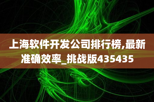 上海软件开发公司排行榜,最新准确效率_挑战版435435