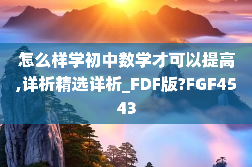 怎么样学初中数学才可以提高,详析精选详析_FDF版?FGF4543