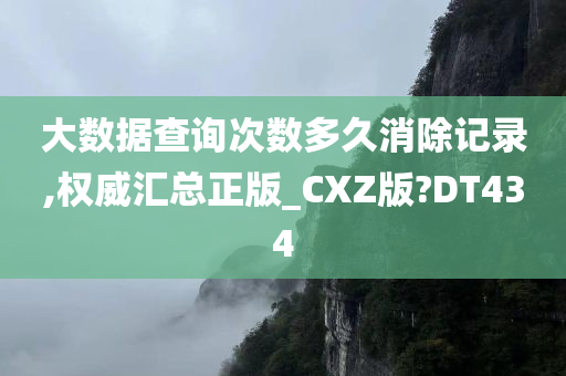 大数据查询次数多久消除记录,权威汇总正版_CXZ版?DT434