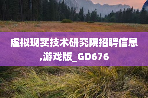 虚拟现实技术研究院招聘信息,游戏版_GD676