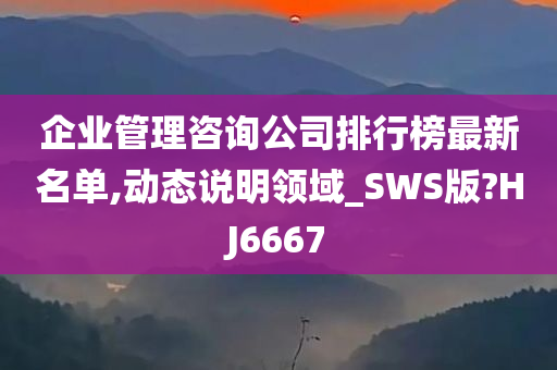 企业管理咨询公司排行榜最新名单,动态说明领域_SWS版?HJ6667