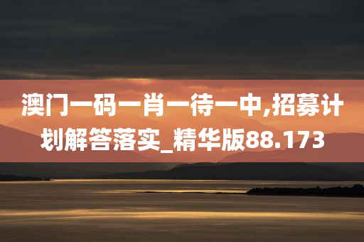 澳门一码一肖一待一中,招募计划解答落实_精华版88.173