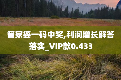 管家婆一码中奖,利润增长解答落实_VIP款0.433