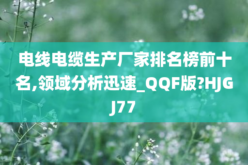 电线电缆生产厂家排名榜前十名,领域分析迅速_QQF版?HJGJ77